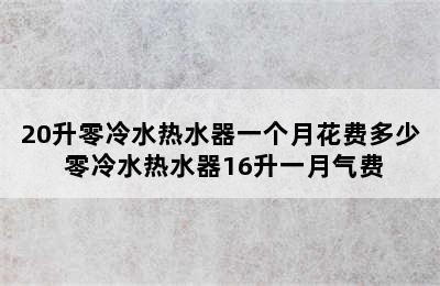 20升零冷水热水器一个月花费多少 零冷水热水器16升一月气费